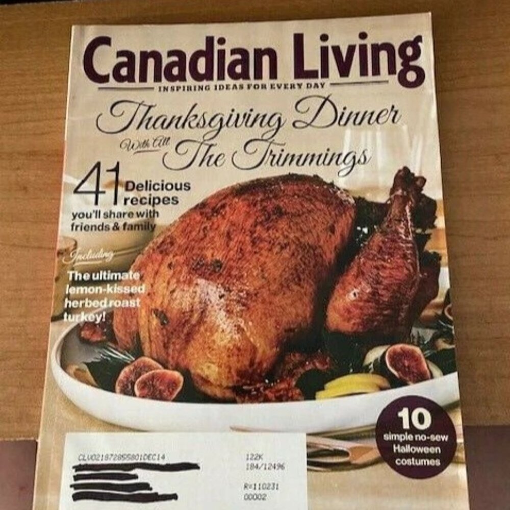 2/$30 Canadian Living Magazine Oct 2014 Vol39 No10 Thanksgiving Dinner Halloween